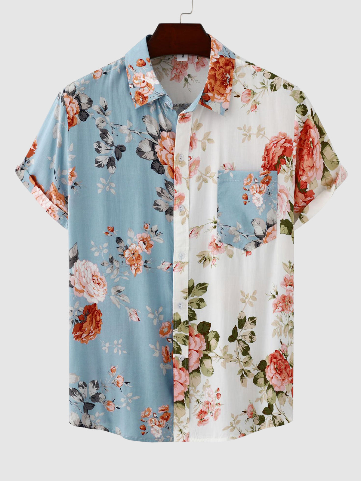 Hawaii-Kurzarmhemd mit Blumen-Patchworkmuster für Herren