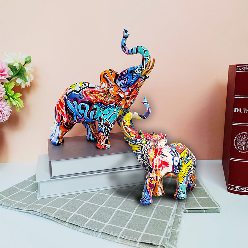Creative Graffiti Elephant Figurine