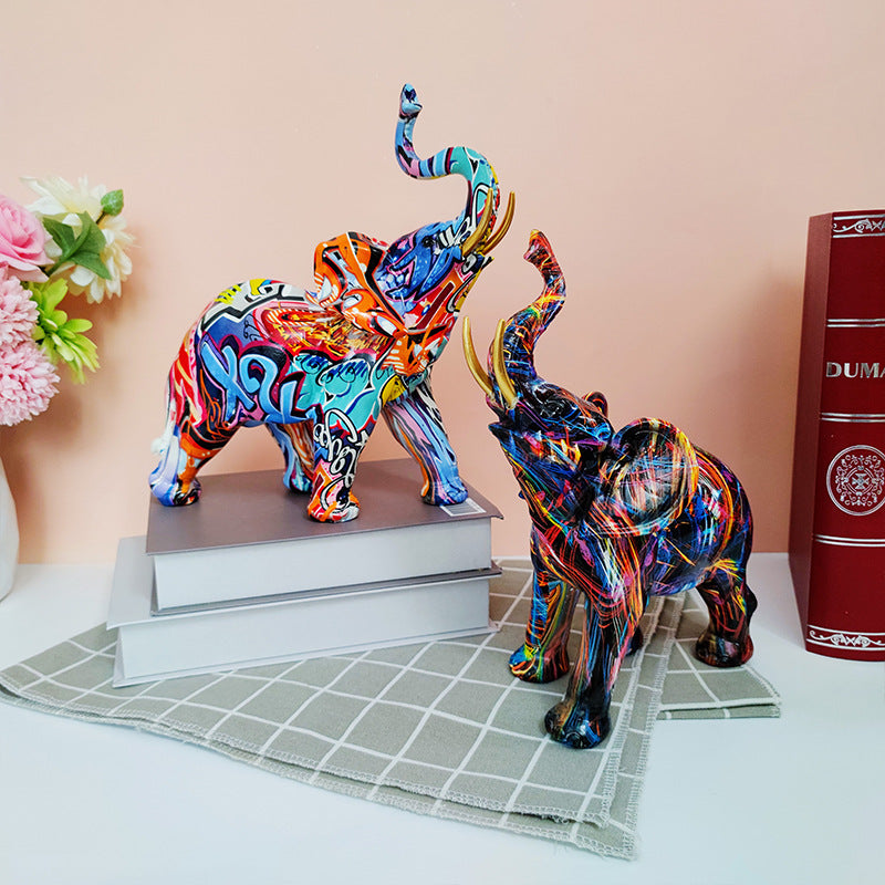Creative Graffiti Elephant Figurine