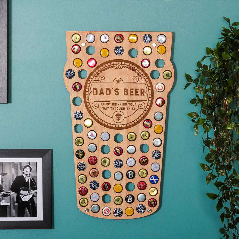Beer Bottle Cap Holder Wall Art Decoration Gifts for Father