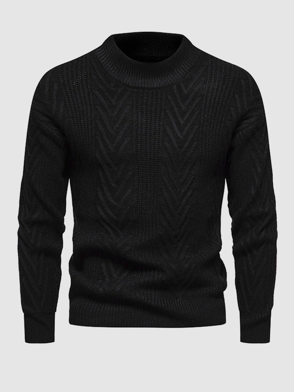 Einfarbiger, lässiger Jacquard-Pullover mit halbem Rollkragen für Herren