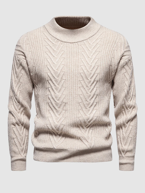Einfarbiger, lässiger Jacquard-Pullover mit halbem Rollkragen für Herren