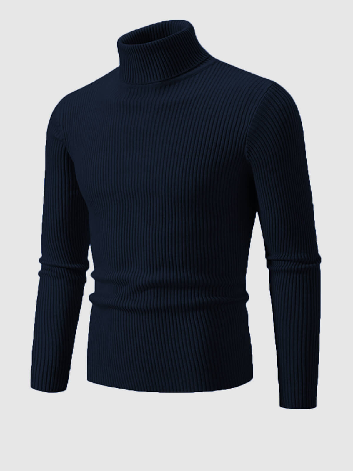 Einfarbiger, gestreifter Rollkragenpullover für Herren