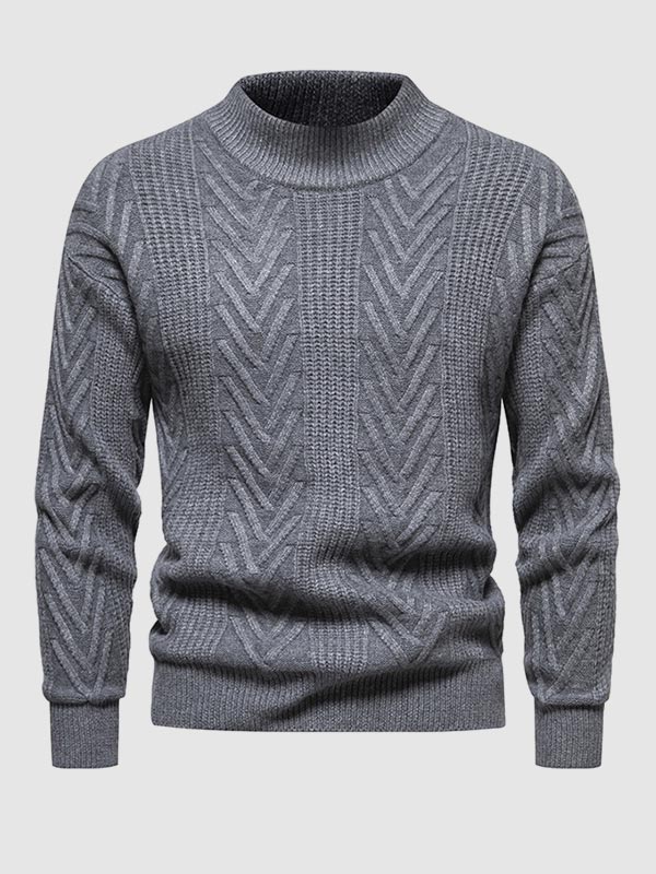 Einfarbiger, lässiger Jacquard-Pullover mit halbem Rollkragen für Herren
