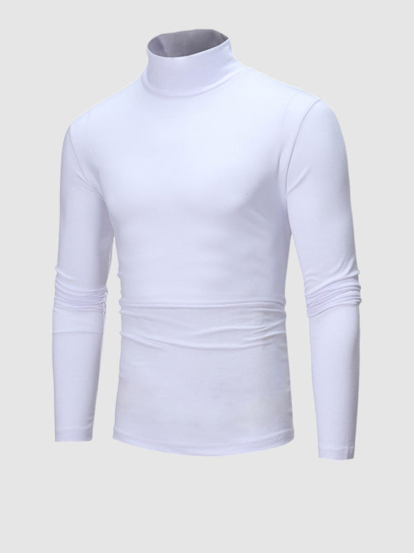 Leichtes, hautfreundliches Basic-Pullover-T-Shirt mit Rollkragen für Herren in Volltonfarbe