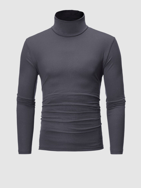 Leichtes, hautfreundliches Basic-Pullover-T-Shirt mit Rollkragen für Herren in Volltonfarbe