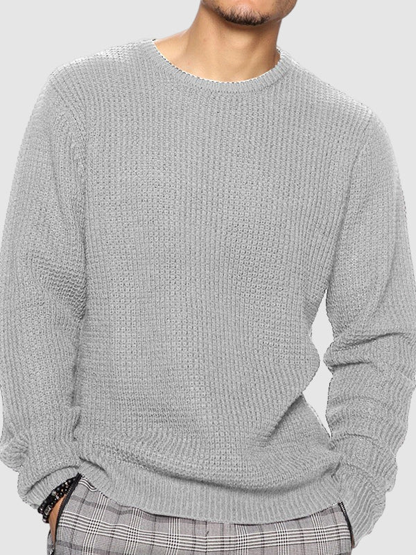 Einfarbiger, locker sitzender Strickpullover für Herren mit Rundhalsausschnitt