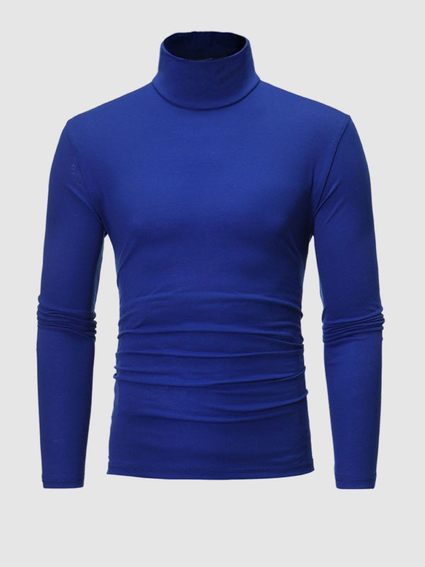 Leichtes, hautfreundliches Basic-Pullover-T-Shirt mit Rollkragen für Herren in Volltonfarbe
