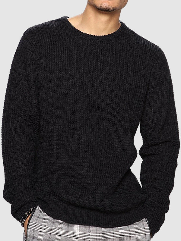 Einfarbiger, locker sitzender Strickpullover für Herren mit Rundhalsausschnitt