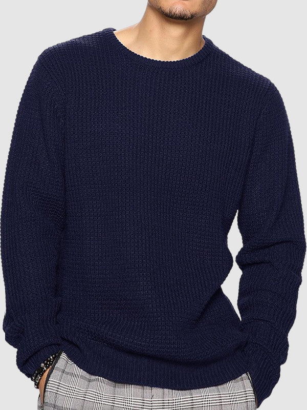 Einfarbiger, locker sitzender Strickpullover für Herren mit Rundhalsausschnitt