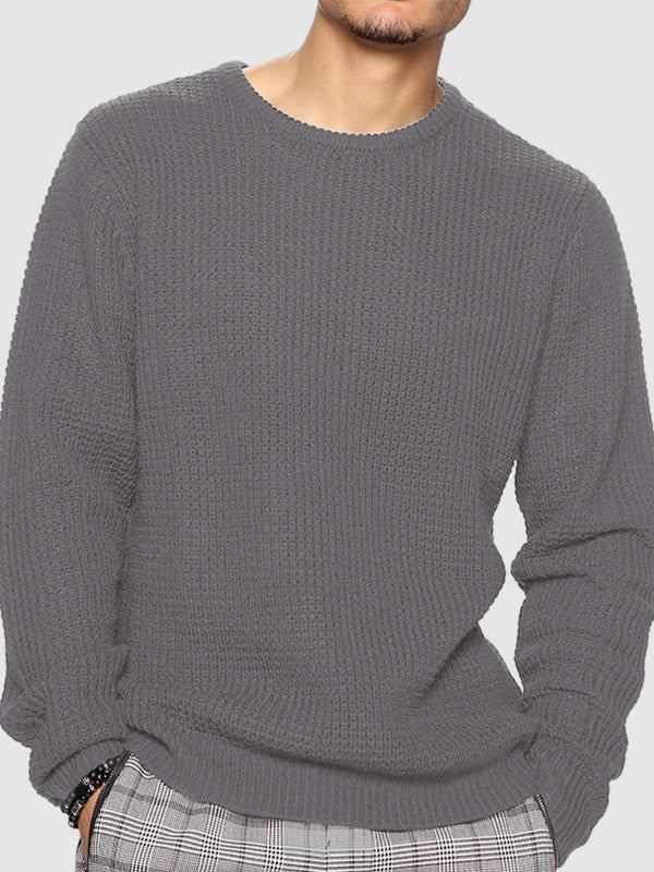 Einfarbiger, locker sitzender Strickpullover für Herren mit Rundhalsausschnitt