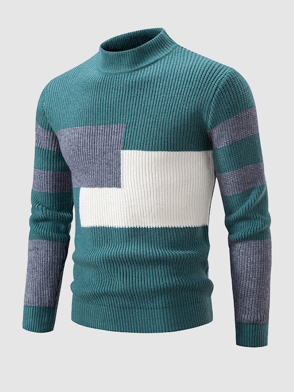Herrenpullover mit Rundhalsausschnitt und Farbblockdesign