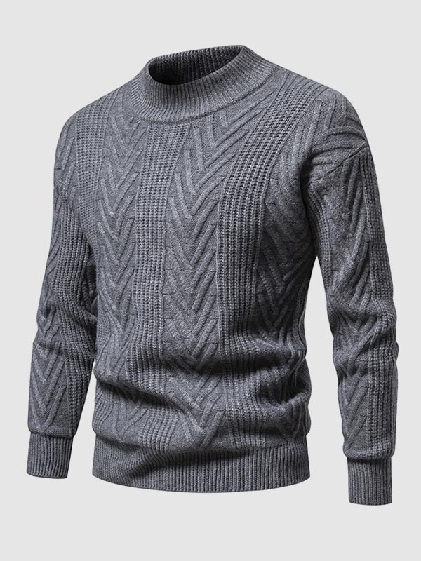 Einfarbiger, lässiger Jacquard-Pullover mit halbem Rollkragen für Herren