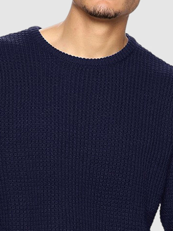 Einfarbiger, locker sitzender Strickpullover für Herren mit Rundhalsausschnitt
