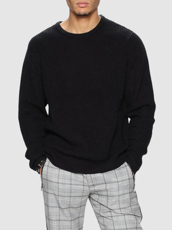 Einfarbiger, locker sitzender Strickpullover für Herren mit Rundhalsausschnitt