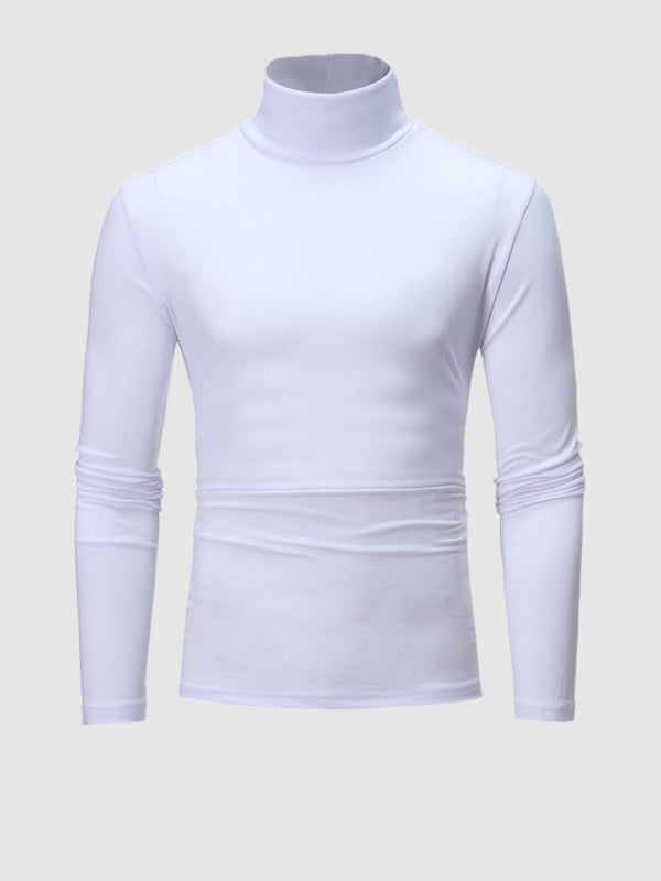 Leichtes, hautfreundliches Basic-Pullover-T-Shirt mit Rollkragen für Herren in Volltonfarbe