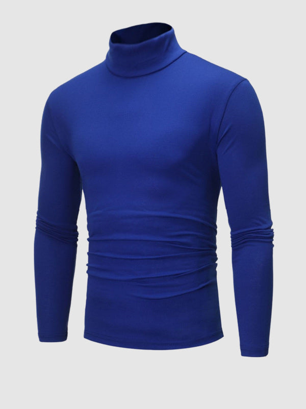 Leichtes, hautfreundliches Basic-Pullover-T-Shirt mit Rollkragen für Herren in Volltonfarbe