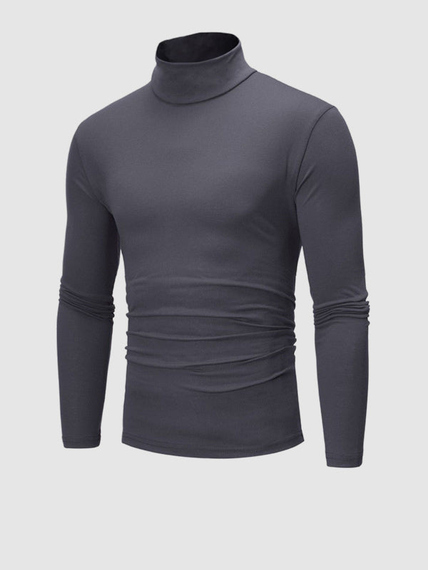 Leichtes, hautfreundliches Basic-Pullover-T-Shirt mit Rollkragen für Herren in Volltonfarbe