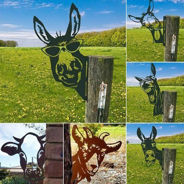 Garden Farm Peep Animals Metal Artwork Decoration