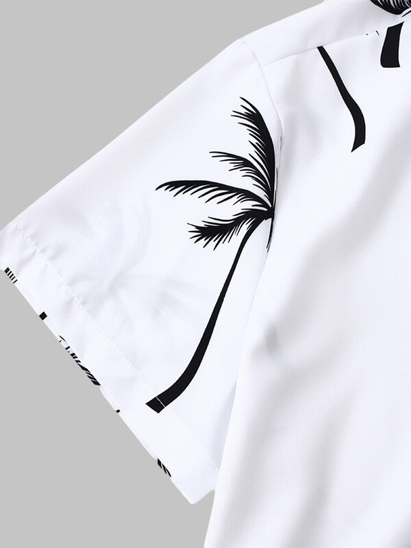 Herren-Resort-Kurzarmhemd mit Hawaii-Blumendruck