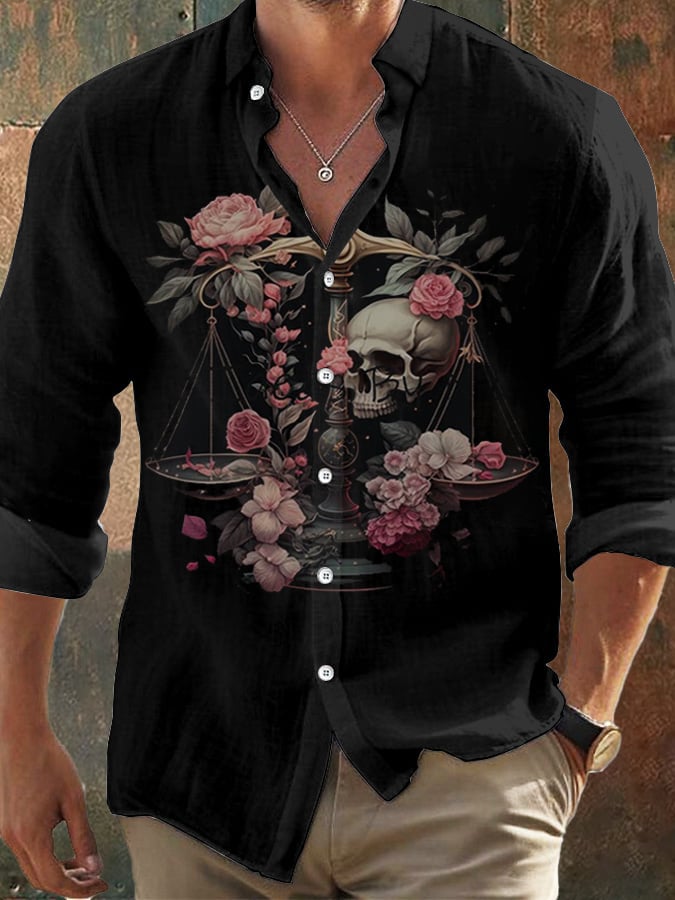 Herren Vintage Skull Faith Langarmhemd