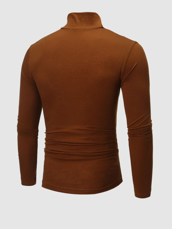 Leichtes, hautfreundliches Basic-Pullover-T-Shirt mit Rollkragen für Herren in Volltonfarbe