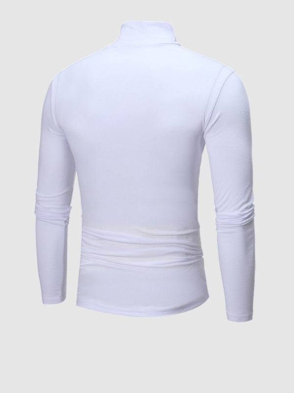 Leichtes, hautfreundliches Basic-Pullover-T-Shirt mit Rollkragen für Herren in Volltonfarbe