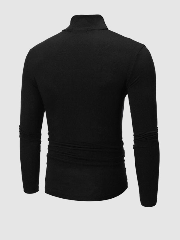 Leichtes, hautfreundliches Basic-Pullover-T-Shirt mit Rollkragen für Herren in Volltonfarbe