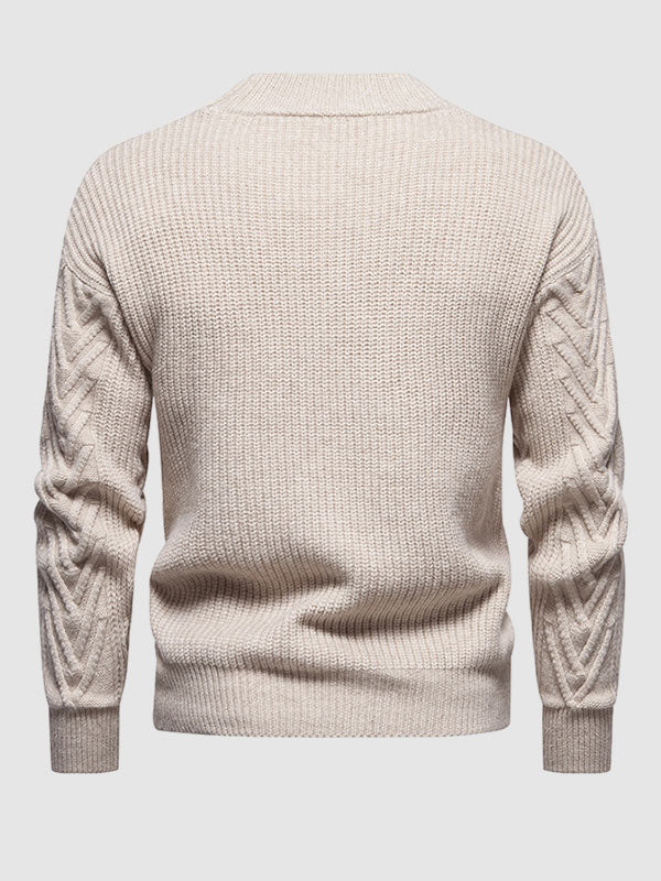 Einfarbiger, lässiger Jacquard-Pullover mit halbem Rollkragen für Herren