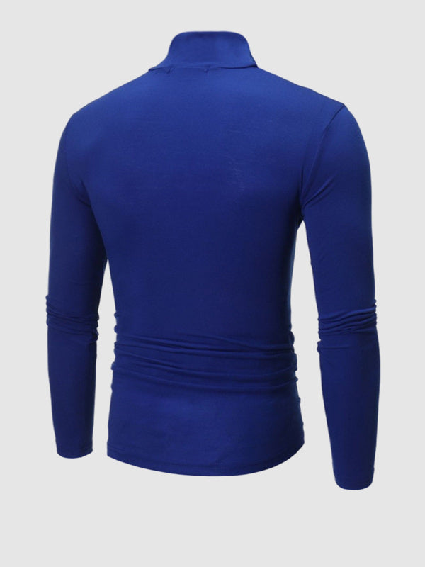 Leichtes, hautfreundliches Basic-Pullover-T-Shirt mit Rollkragen für Herren in Volltonfarbe