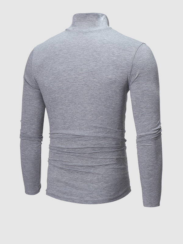 Leichtes, hautfreundliches Basic-Pullover-T-Shirt mit Rollkragen für Herren in Volltonfarbe