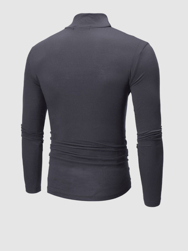 Leichtes, hautfreundliches Basic-Pullover-T-Shirt mit Rollkragen für Herren in Volltonfarbe