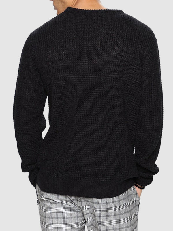 Einfarbiger, locker sitzender Strickpullover für Herren mit Rundhalsausschnitt