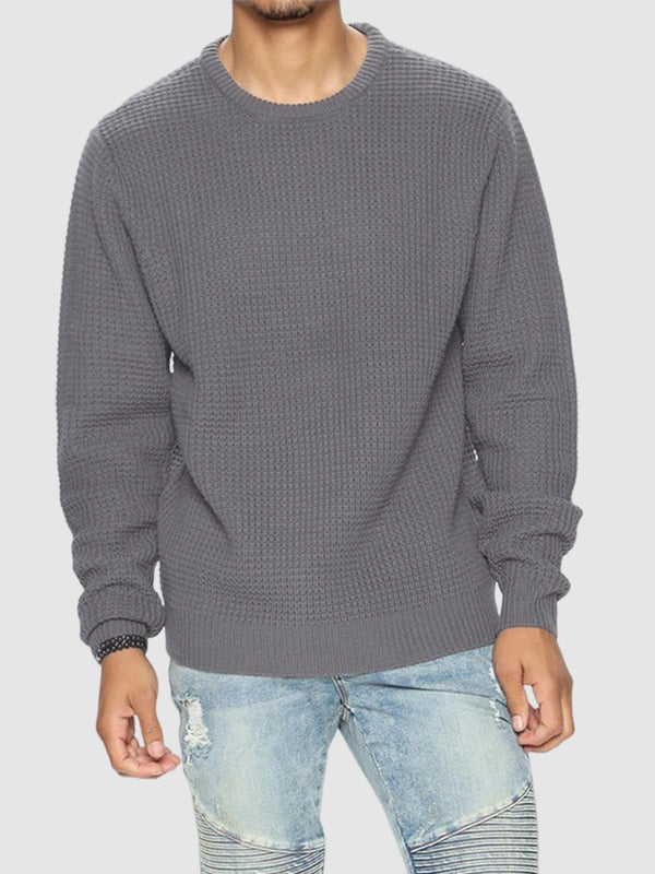 Einfarbiger, locker sitzender Strickpullover für Herren mit Rundhalsausschnitt