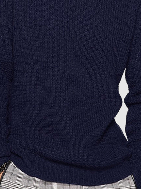 Einfarbiger, locker sitzender Strickpullover für Herren mit Rundhalsausschnitt
