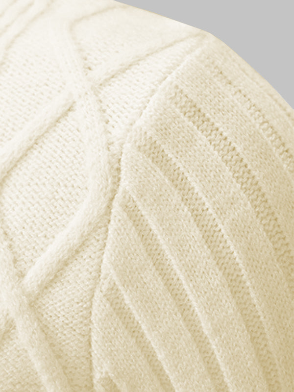 Einfarbiger, geometrischer Pullover mit schmalem Stehkragen für Herren
