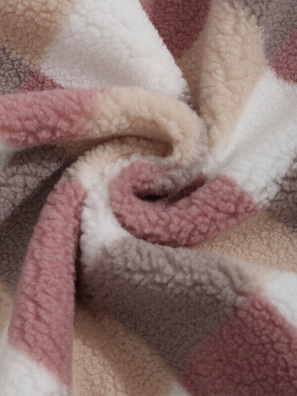 Men's Classic Plaid Fluffy Faux Fur Single Pocket Button Lapel Jacket