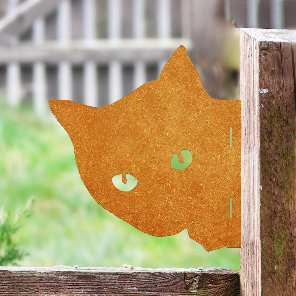 Cat Farm Peeping Animal Outdoor Metal Garden Art