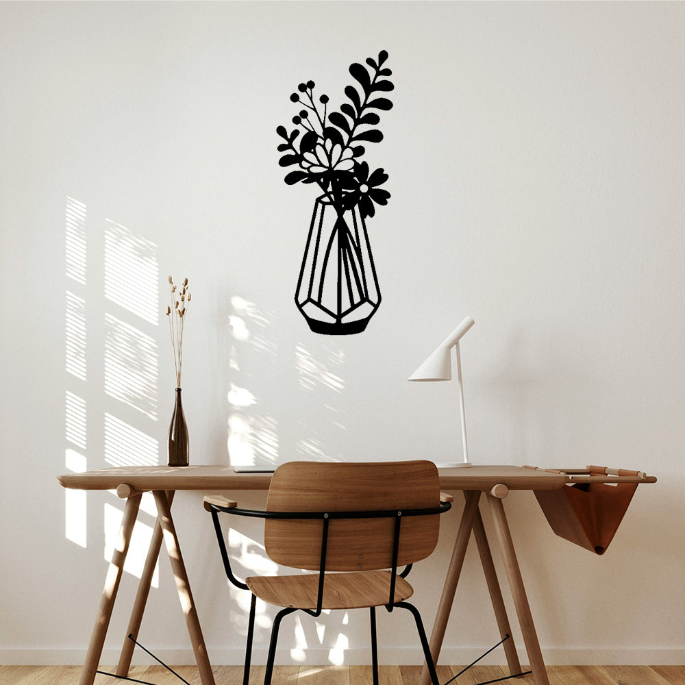 Flower Vase Silhouette Metal Wall Art