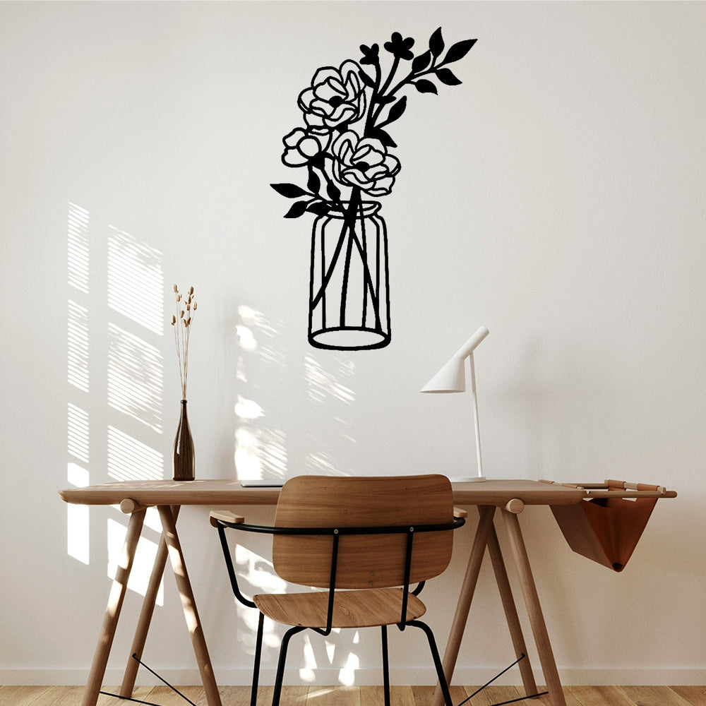 Flower Vase Silhouette Metal Wall Art
