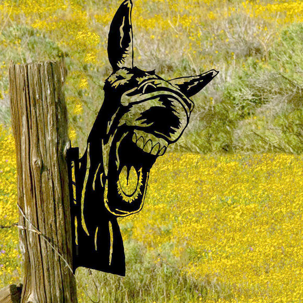 Growling Donkey Farm Peeping Animal Outdoor Metal Garden Art