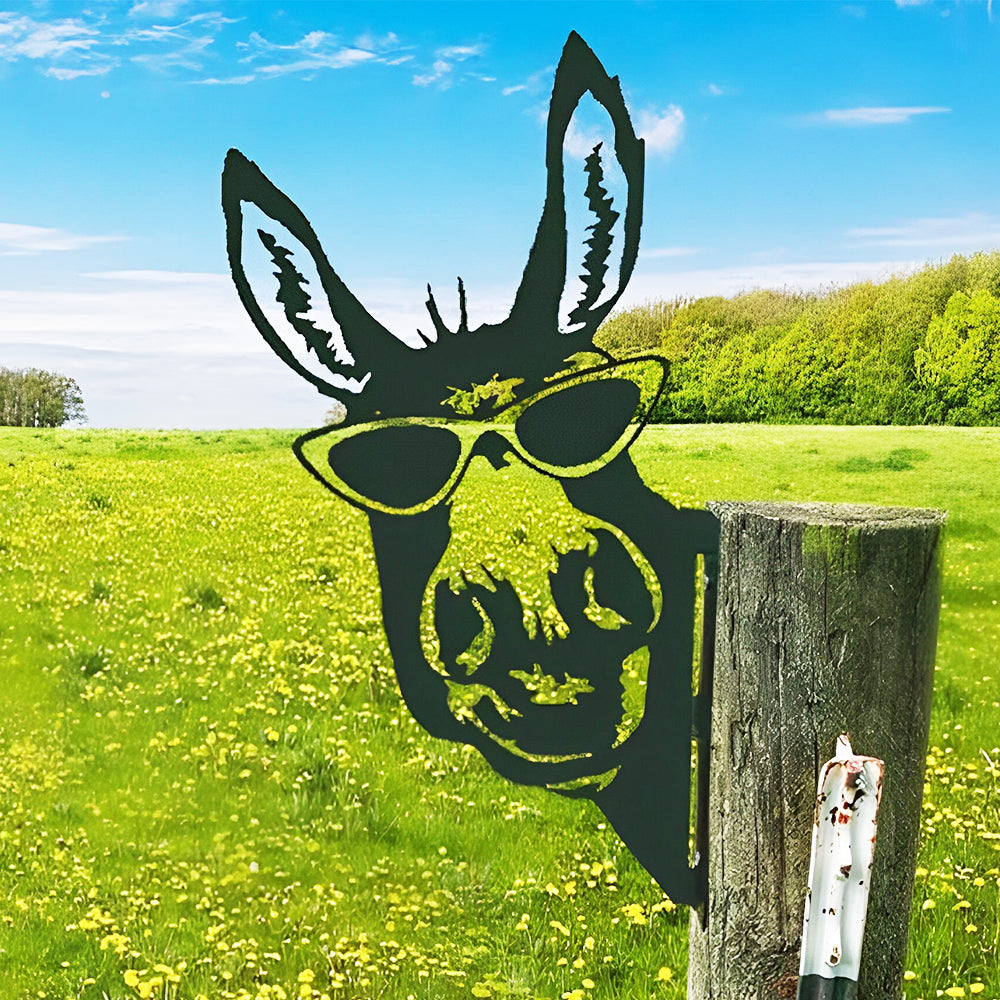 Donkey with Sunglasses Farm Peeping Animal Outdoor Metal Garden Art