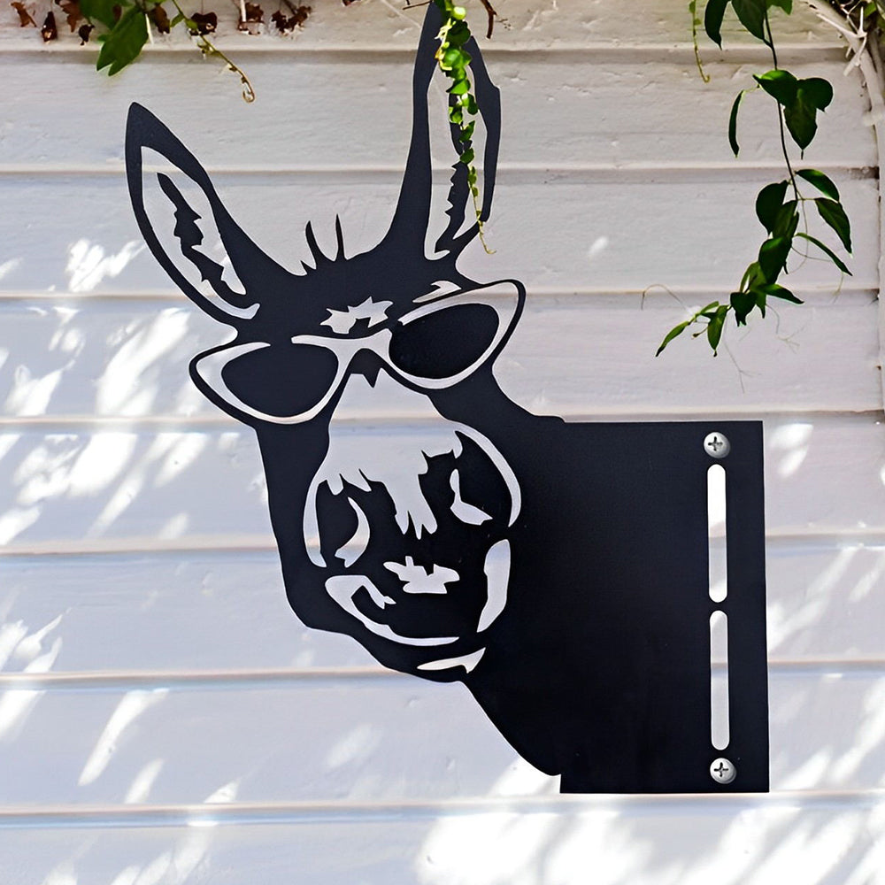 Donkey with Sunglasses Farm Peeping Animal Outdoor Metal Garden Art
