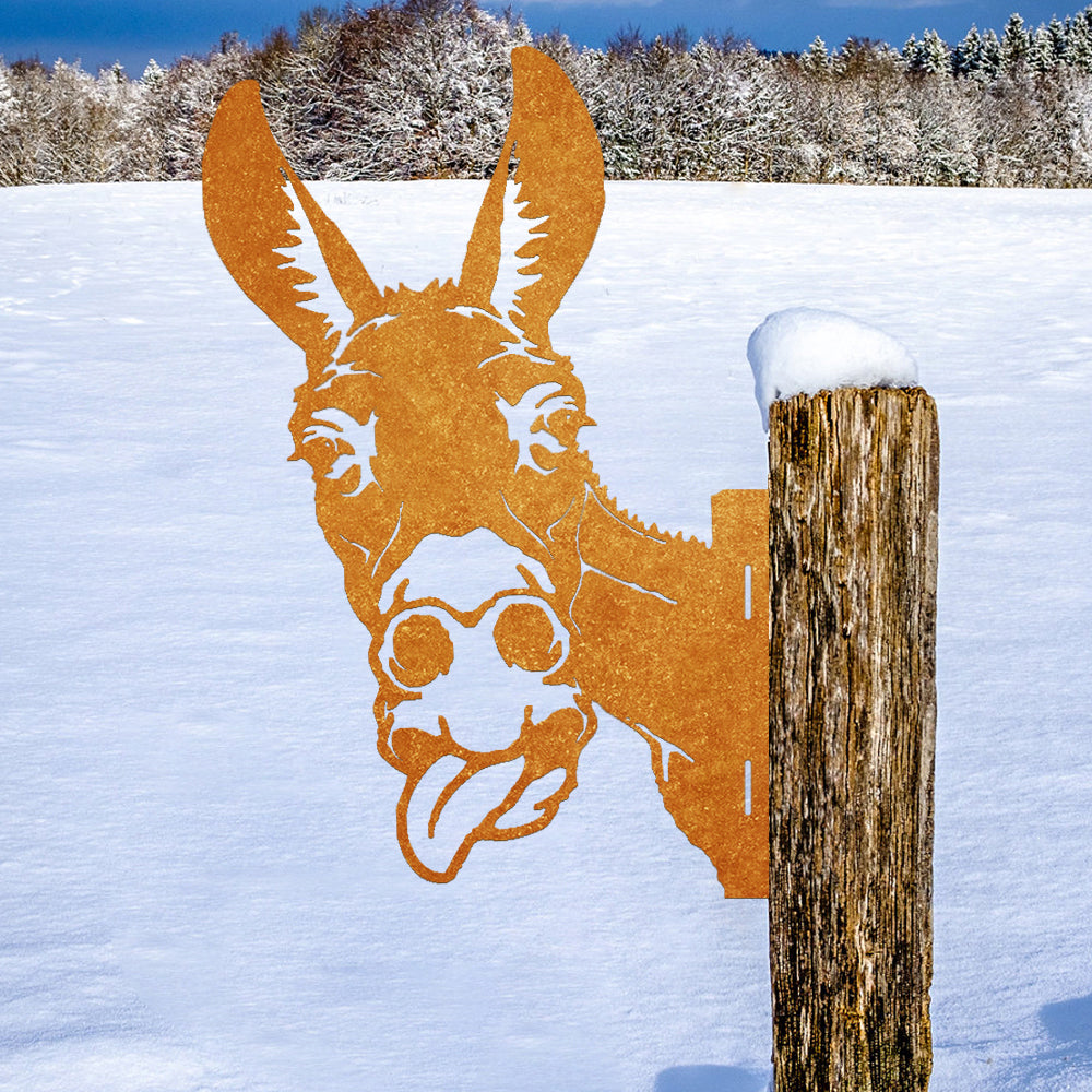 Naughty Donkey Farm Peeping Animal Outdoor Metal Garden Art