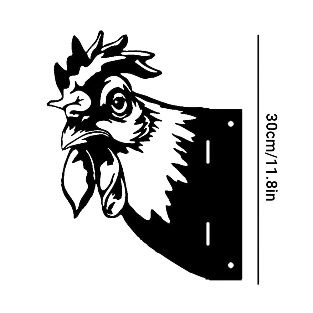Rooster Farm Peeping Animal Outdoor Metal Garden Art