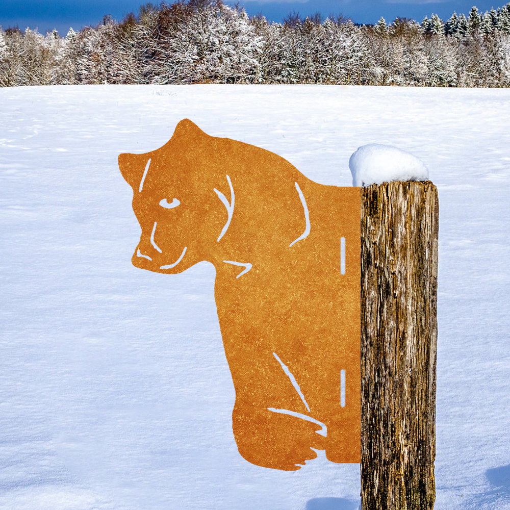 Bear Farm Peeping Animal Outdoor Metal Garden Art