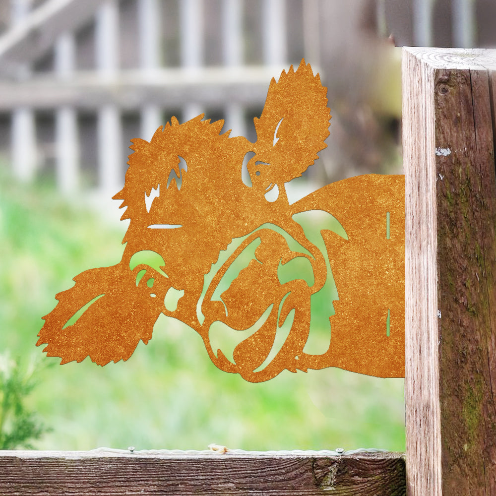 Cow Farm Peeping Animal Outdoor Metal Garden Art