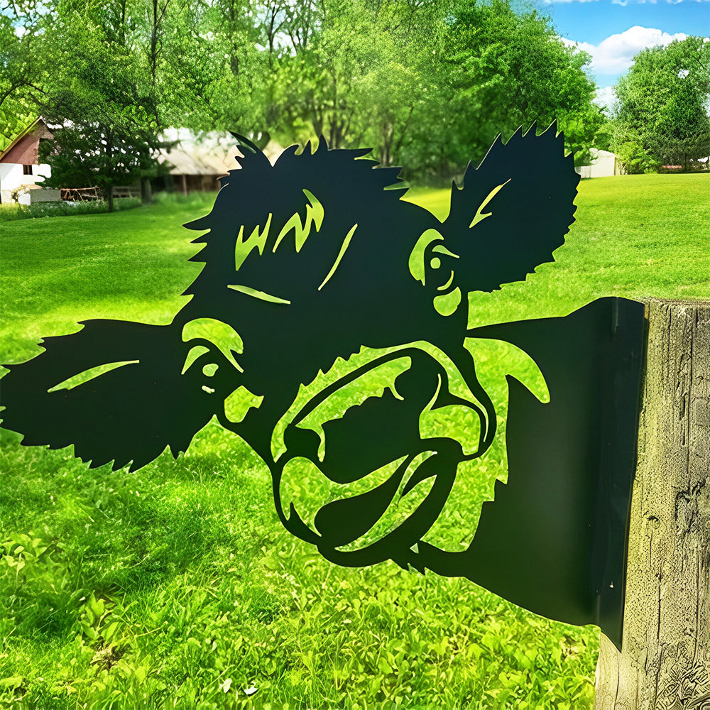 Cow Farm Peeping Animal Outdoor Metal Garden Art