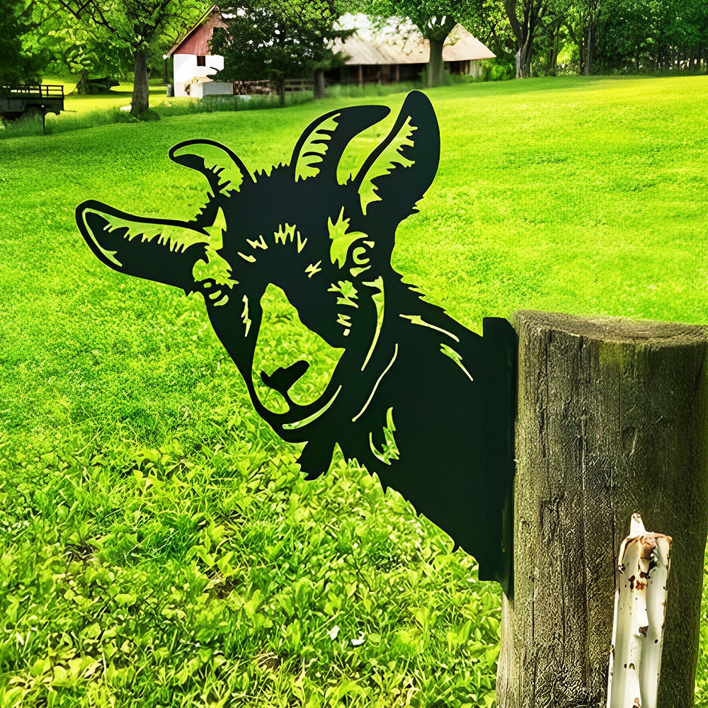 Goat Farm Peeping Animal Outdoor Metal Garden Art
