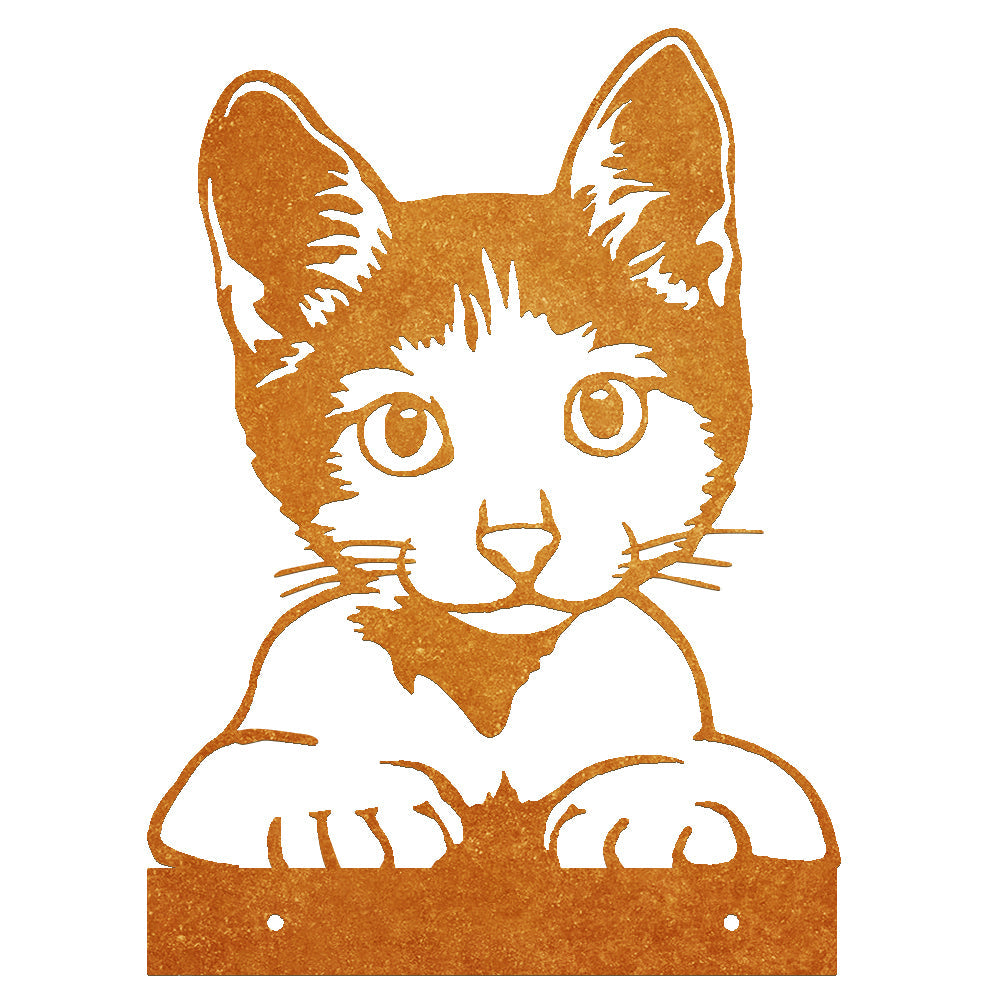 Cute Cat Peeping Animal Outdoor Metal Garden Art